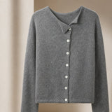 Amélise Asymmetric Cashmere Button Sweater, studio product shot
