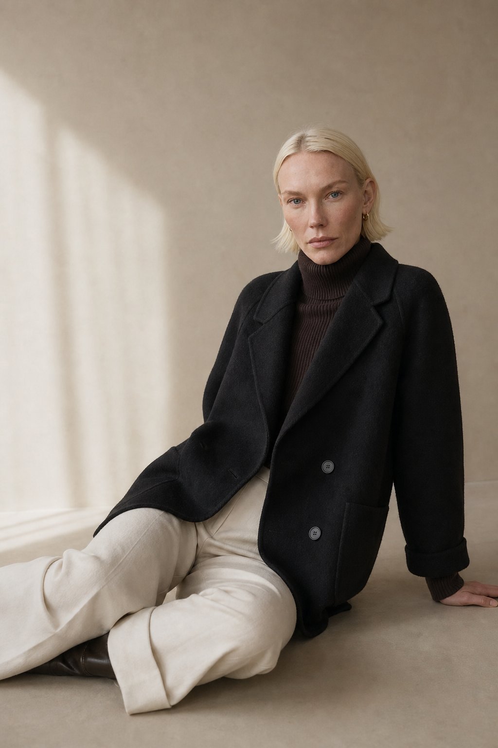 Amory Wool Herringbone Coat — Black, banana_republic product shot