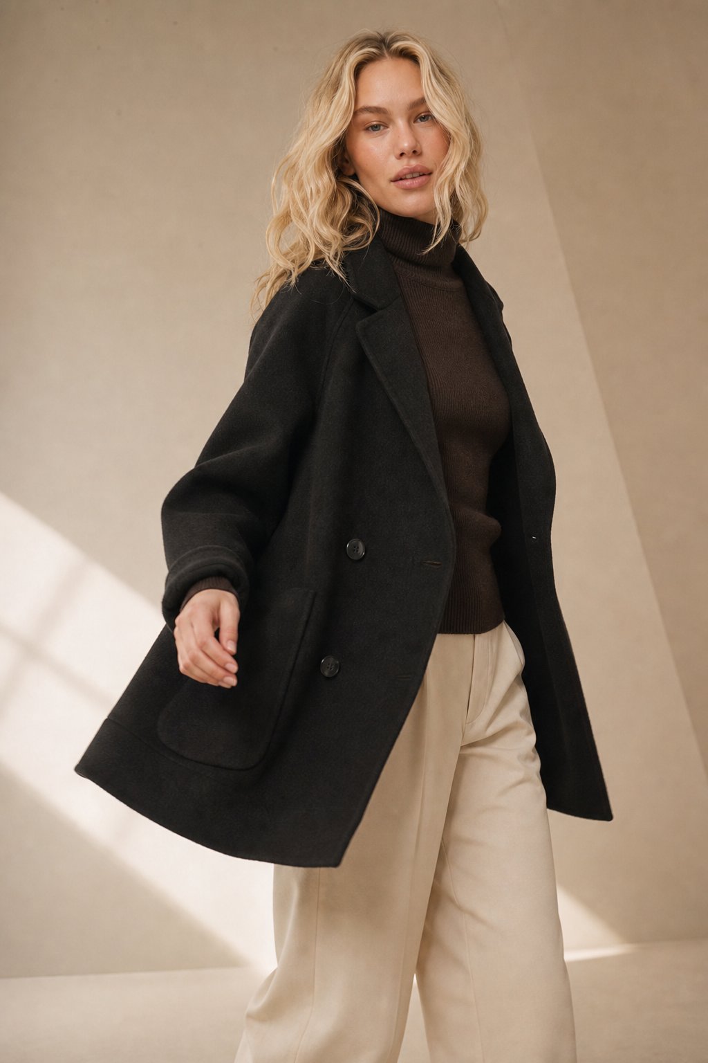 Amory Wool Herringbone Coat — Black, banana_republic product shot
