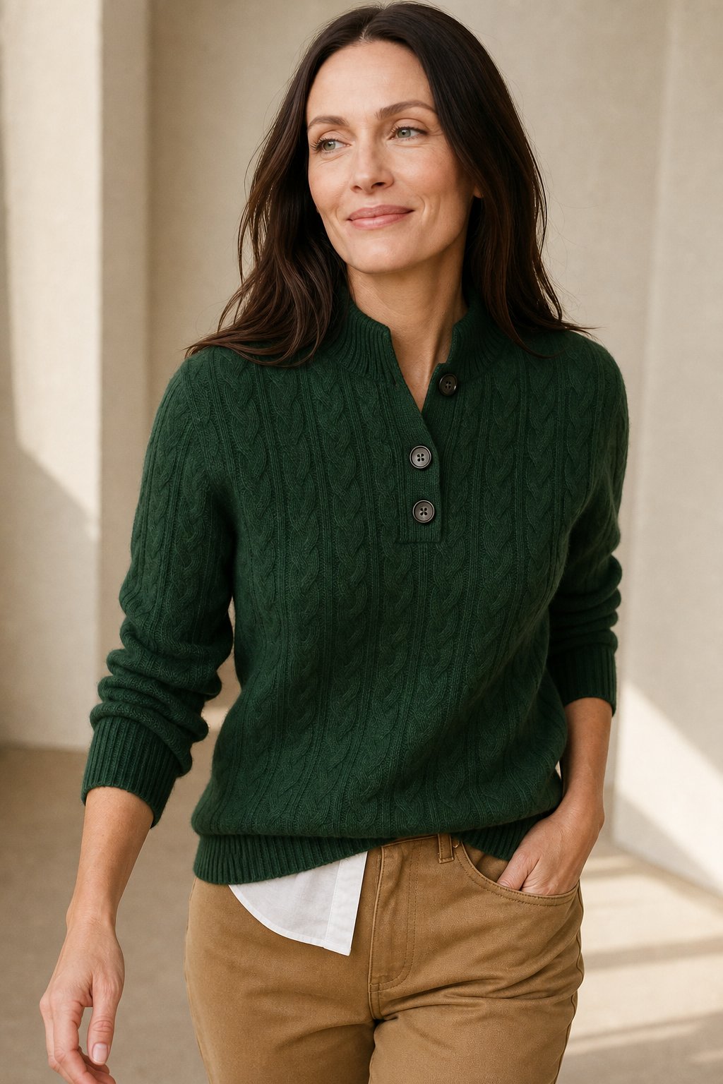 Arden Button-Up Cashmere Sweater — Olive, banana_republic product shot