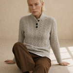 Arden Button-Up Cashmere Sweater — Gray, banana_republic product shot