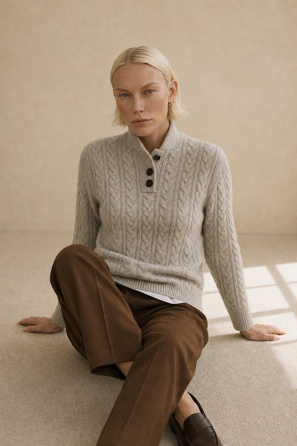 Arden Button-Up Cashmere Sweater — Gray, banana_republic product shot
