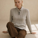 Arden Button-Up Cashmere Sweater — Gray, banana_republic product shot