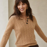 Arden Button-Up Cashmere Sweater — Khaki, banana_republic product shot