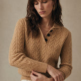 Arden Button-Up Cashmere Sweater — Khaki, banana_republic product shot