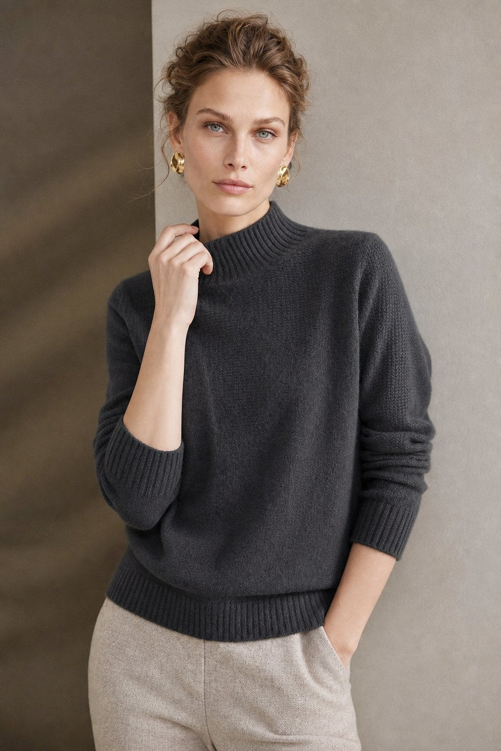 Arden Mock Neck Knit Sweater — DarkGray, banana_republic product shot