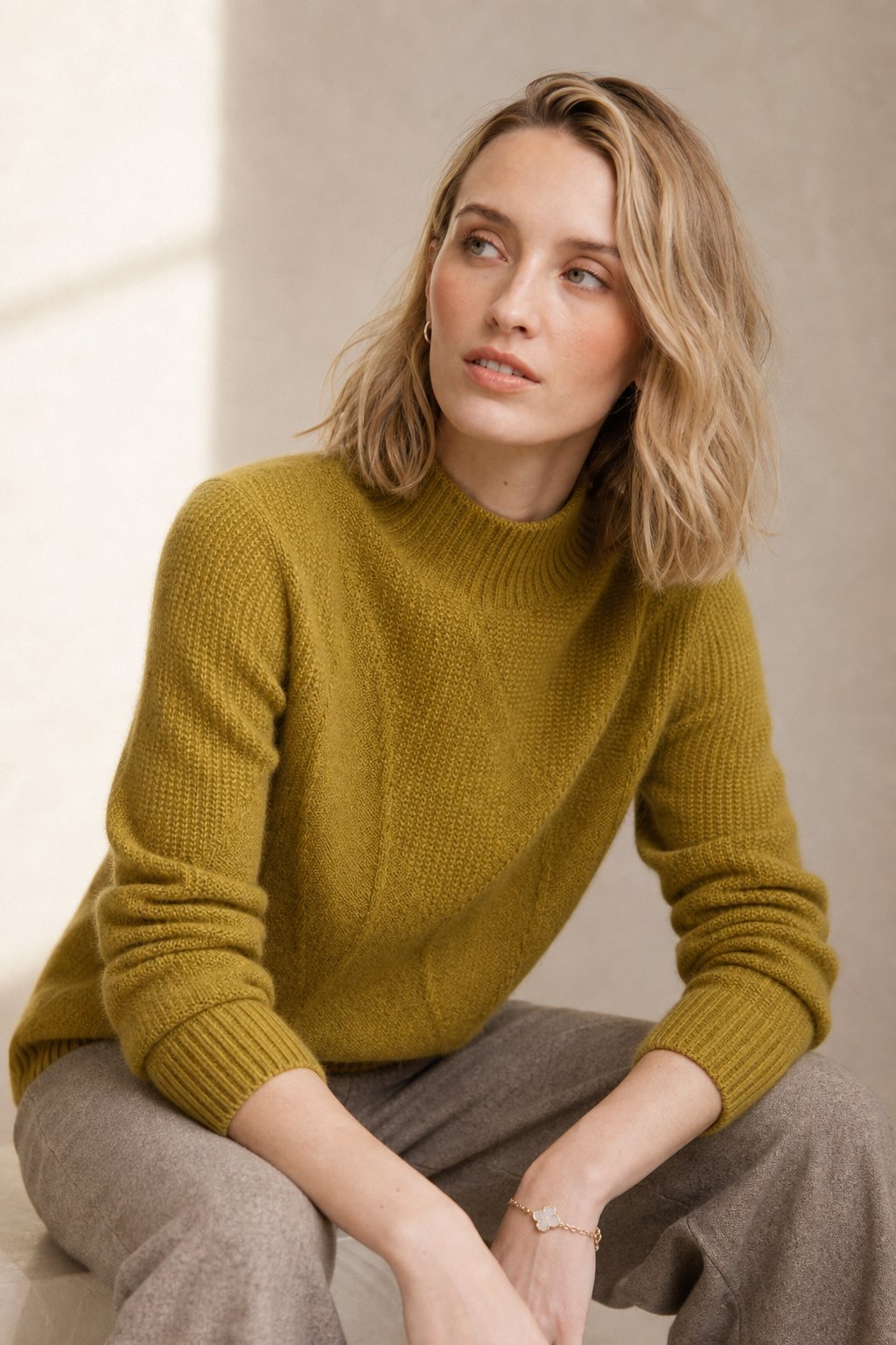 Arden Mock Neck Knit Sweater — Green, banana_republic product shot