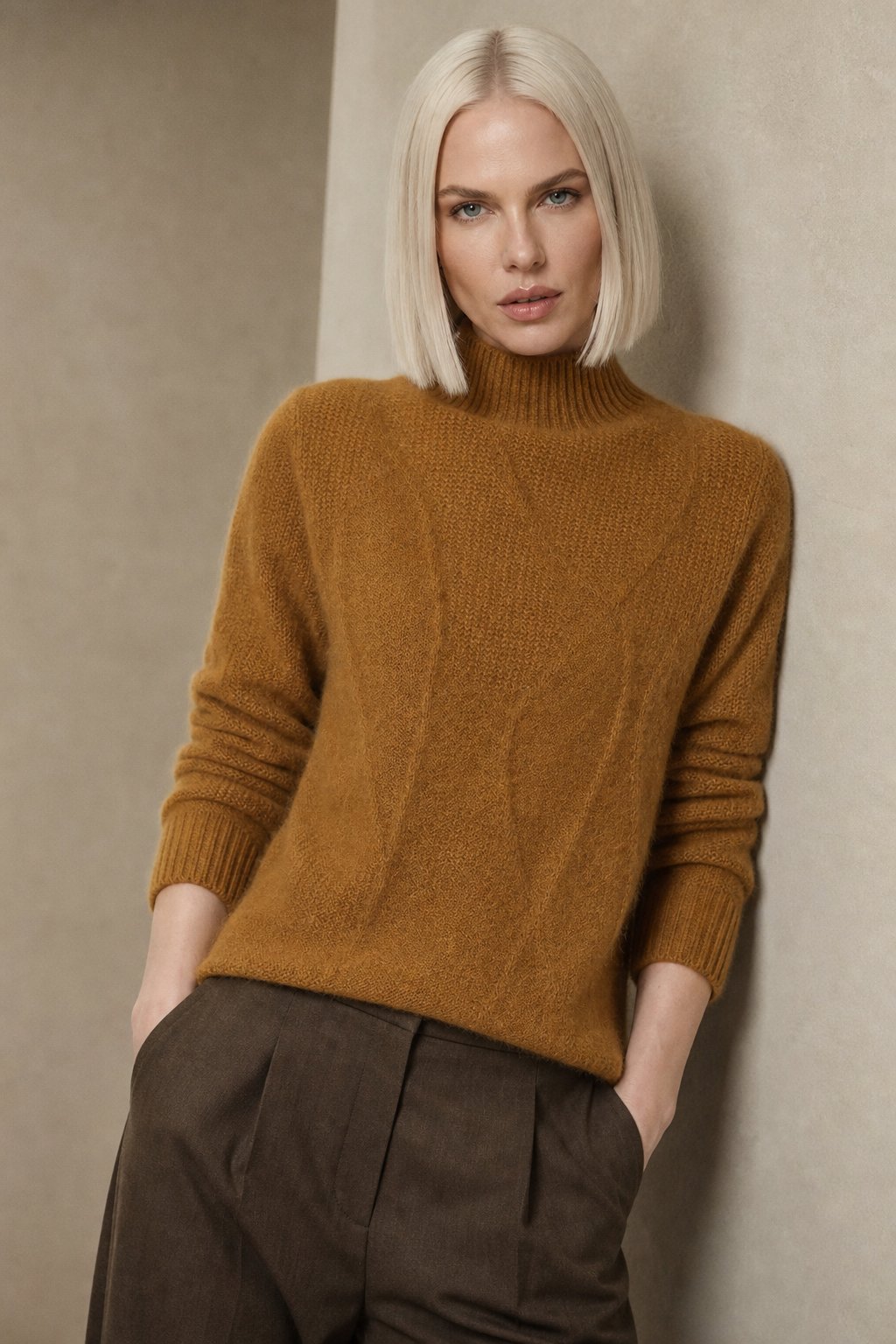 Arden Mock Neck Knit Sweater — Yellow, banana_republic product shot