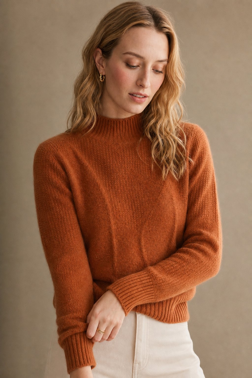 Arden Mock Neck Knit Sweater — Orange, banana_republic product shot