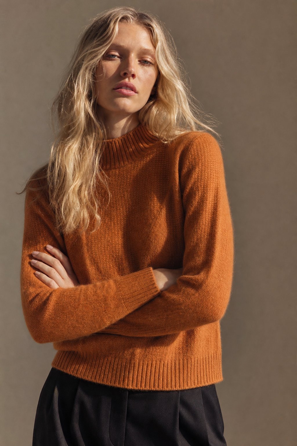 Arden Mock Neck Knit Sweater — Orange, banana_republic product shot