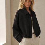 Arden Women's Suede Bomber — Black, banana_republic product shot