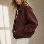 Arden Women's Suede Bomber — Burgundy, banana_republic product shot