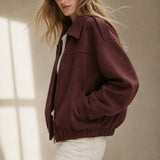 Arden Women's Suede Bomber — Burgundy, banana_republic product shot