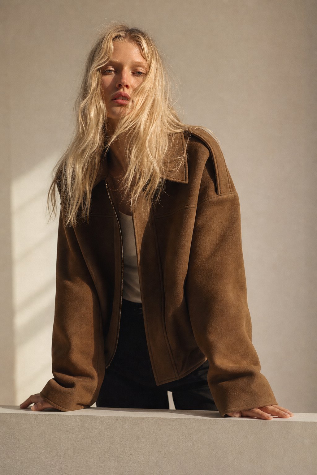 Arden Women's Suede Bomber — Brown, banana_republic product shot