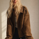 Arden Women's Suede Bomber — Brown, banana_republic product shot