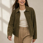 Arden Women's Suede Bomber — Forest, banana_republic product shot