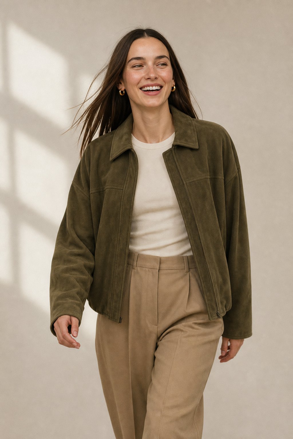 Arden Women's Suede Bomber — Forest, banana_republic product shot