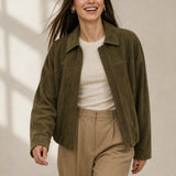 Arden Women's Suede Bomber — Forest, banana_republic product shot
