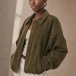 Arden Women's Suede Bomber — Forest, banana_republic product shot
