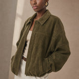 Arden Women's Suede Bomber — Forest, banana_republic product shot