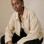 Arden Women's Suede Bomber — Beige, banana_republic product shot