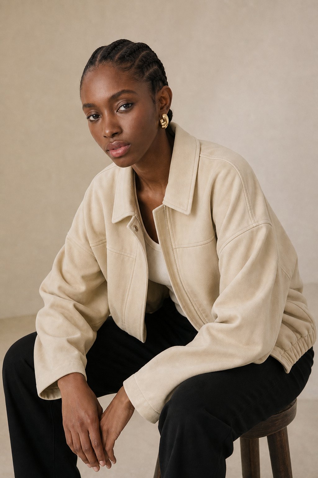 Arden Women's Suede Bomber — Beige, banana_republic product shot