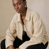 Arden Women's Suede Bomber — Beige, banana_republic product shot