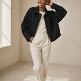 Arden Women's Suede Bomber — Black, banana_republic product shot