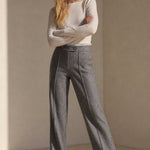 Arden Wool-Blend Flare Trousers — Gray, banana_republic product shot