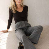 Arden Wool-Blend Flare Trousers — Gray, banana_republic product shot