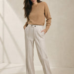 Arden Wool-Blend Flare Trousers — White, banana_republic product shot