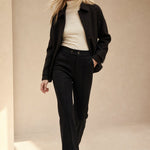Arden Wool-Blend Flare Trousers — Black, banana_republic product shot