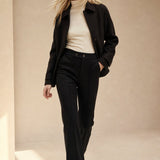Arden Wool-Blend Flare Trousers — Black, banana_republic product shot