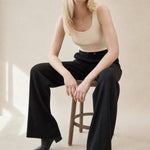 Arden Wool-Blend Flare Trousers — Black, banana_republic product shot