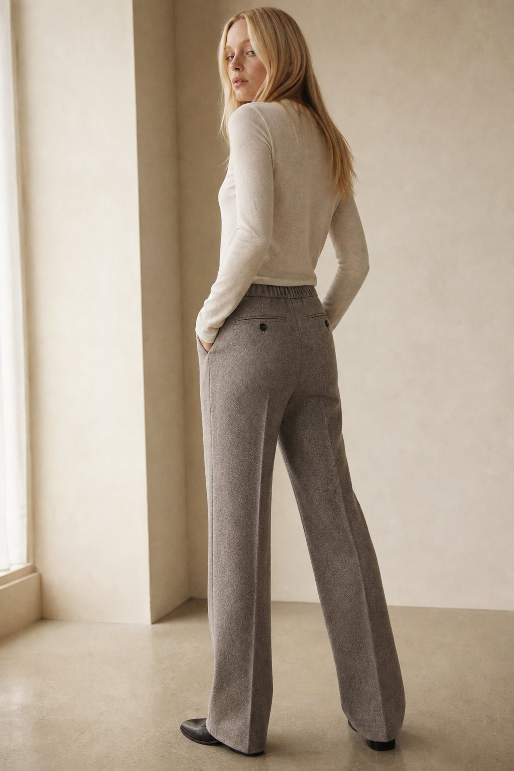 Arden Wool-Blend Flare Trousers — Camel, banana_republic product shot