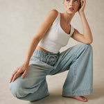 Aria Women's Pull-On Chambray Jeans — Sky, banana_republic product shot