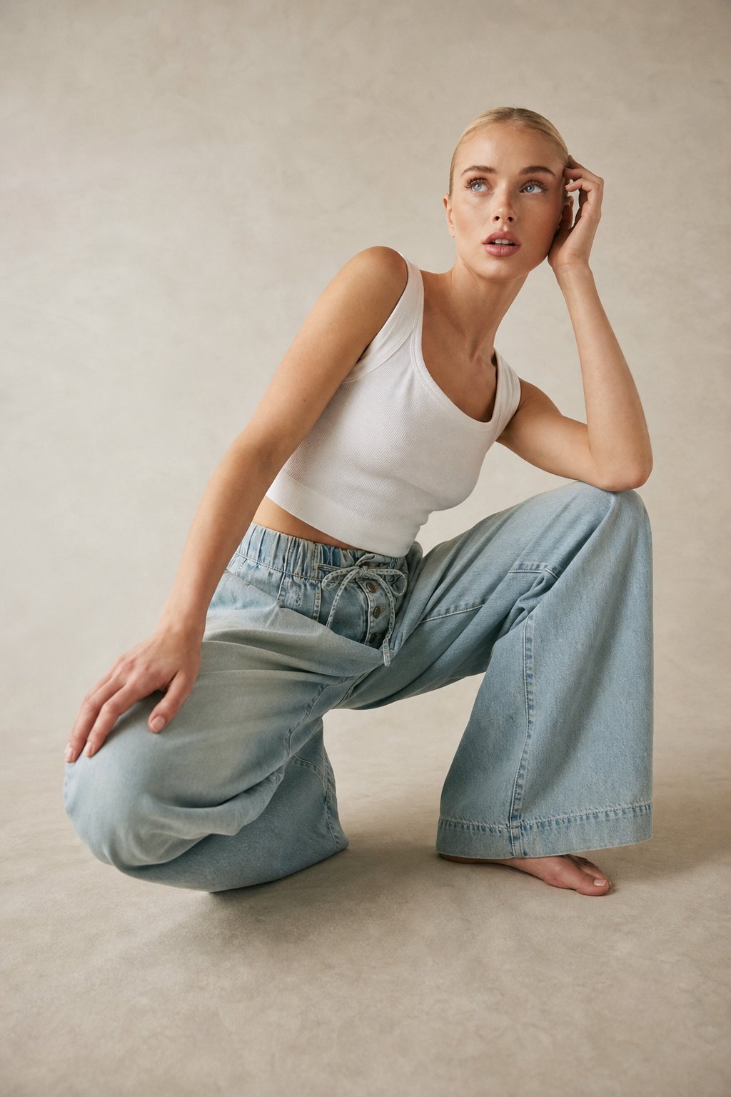 Aria Women's Pull-On Chambray Jeans — Sky, banana_republic product shot