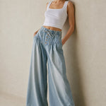Aria Women's Pull-On Chambray Jeans — Sky, banana_republic product shot