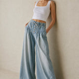 Aria Women's Pull-On Chambray Jeans — Sky, banana_republic product shot