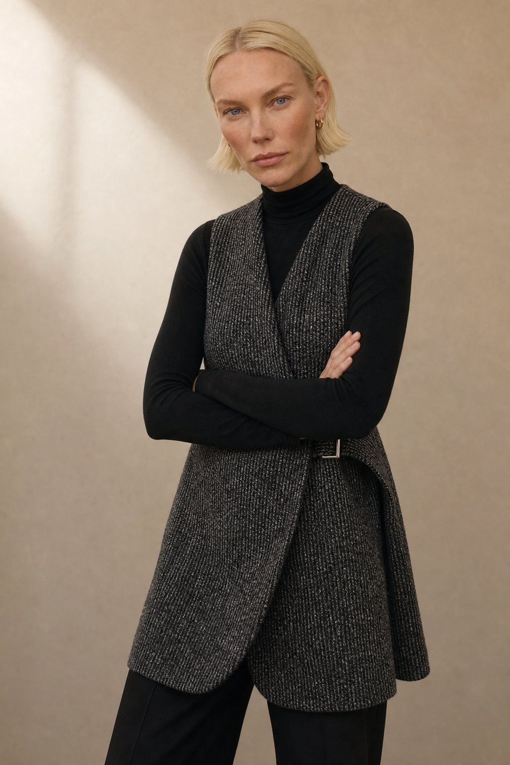 Arvendale Textured Wrap Vest — Gray, banana_republic product shot