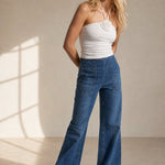 Audrey Wide-Leg Denim Jeans — Navy, banana_republic product shot