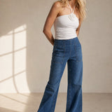 Audrey Wide-Leg Denim Jeans — Navy, banana_republic product shot