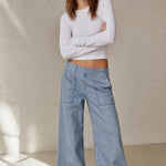 Audrey Wide-Leg Denim Jeans — Sky, banana_republic product shot