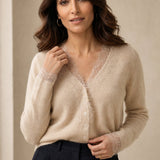 Aurora Lace Cardigan — Khaki, banana_republic product shot