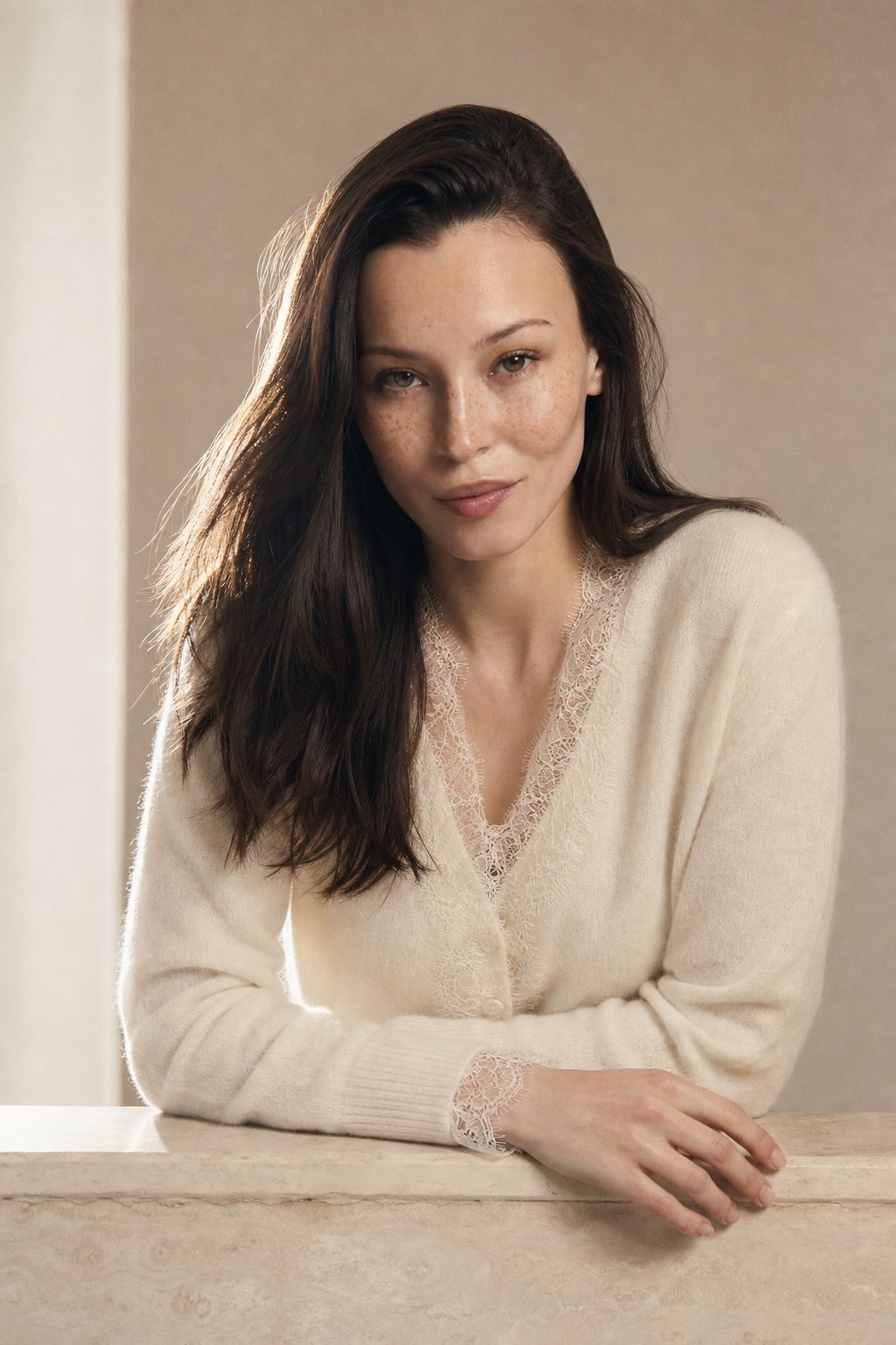 Aurora Lace Cardigan — White, banana_republic product shot