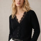 Aurora Lace Cardigan — Black, banana_republic product shot