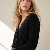 Aurora Lace Cardigan — Black, banana_republic product shot