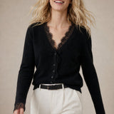 Aurora Lace Cardigan — Black, banana_republic product shot