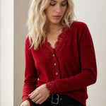 Aurora Lace Cardigan — Red, banana_republic product shot