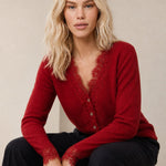 Aurora Lace Cardigan — Red, banana_republic product shot